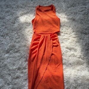Pre owned Orange two piece skirt and top